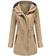 Women's Ligtweight Jackets Anorak Utility Drawstring Waist Hoodie Zip Up Fall Casual Coat with Po...