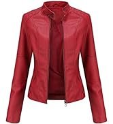 Women's Trendy Faux Leather Jacket Moto Short Jacket Fashion PU Jacket Coat