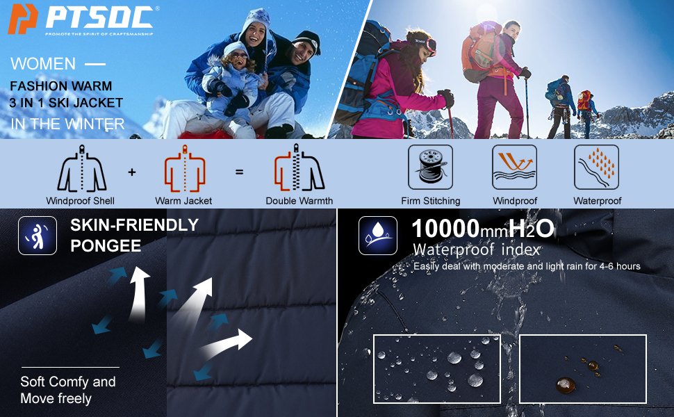 Womens 3 in 1 Ski Coats