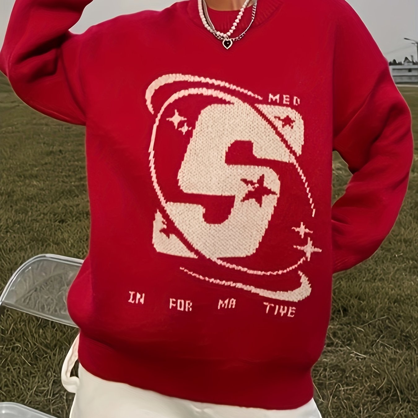 Letter Pattern Crew Neck Pullover Sweater, Casual Long Sleeve Sweater For Fall & Winter, Women's Clothing