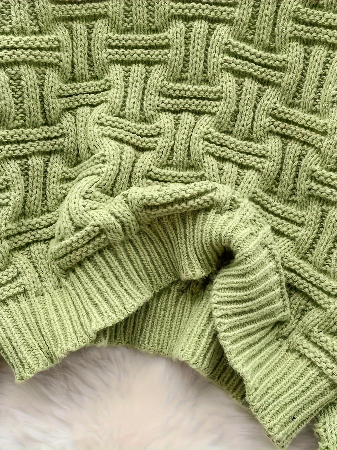 Solid Crew Neck Pullover Sweater, Casual Long Sleeve Loose Sweater For Fall & Winter, Women's Clothing