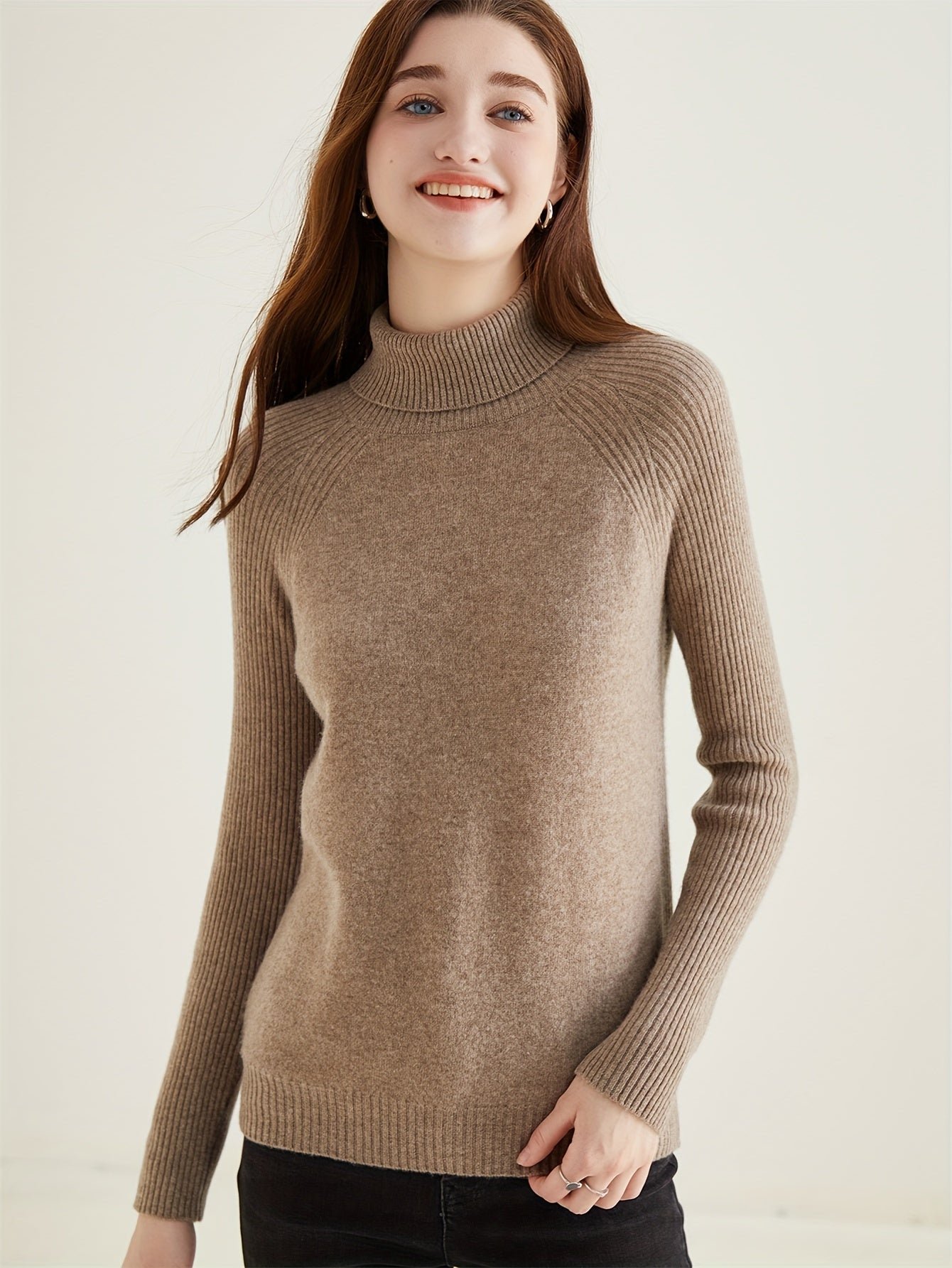 100% Merino Wool Sweater, Thermal Casual Long Sleeve Sweater For Winter & Fall, Women's Clothing