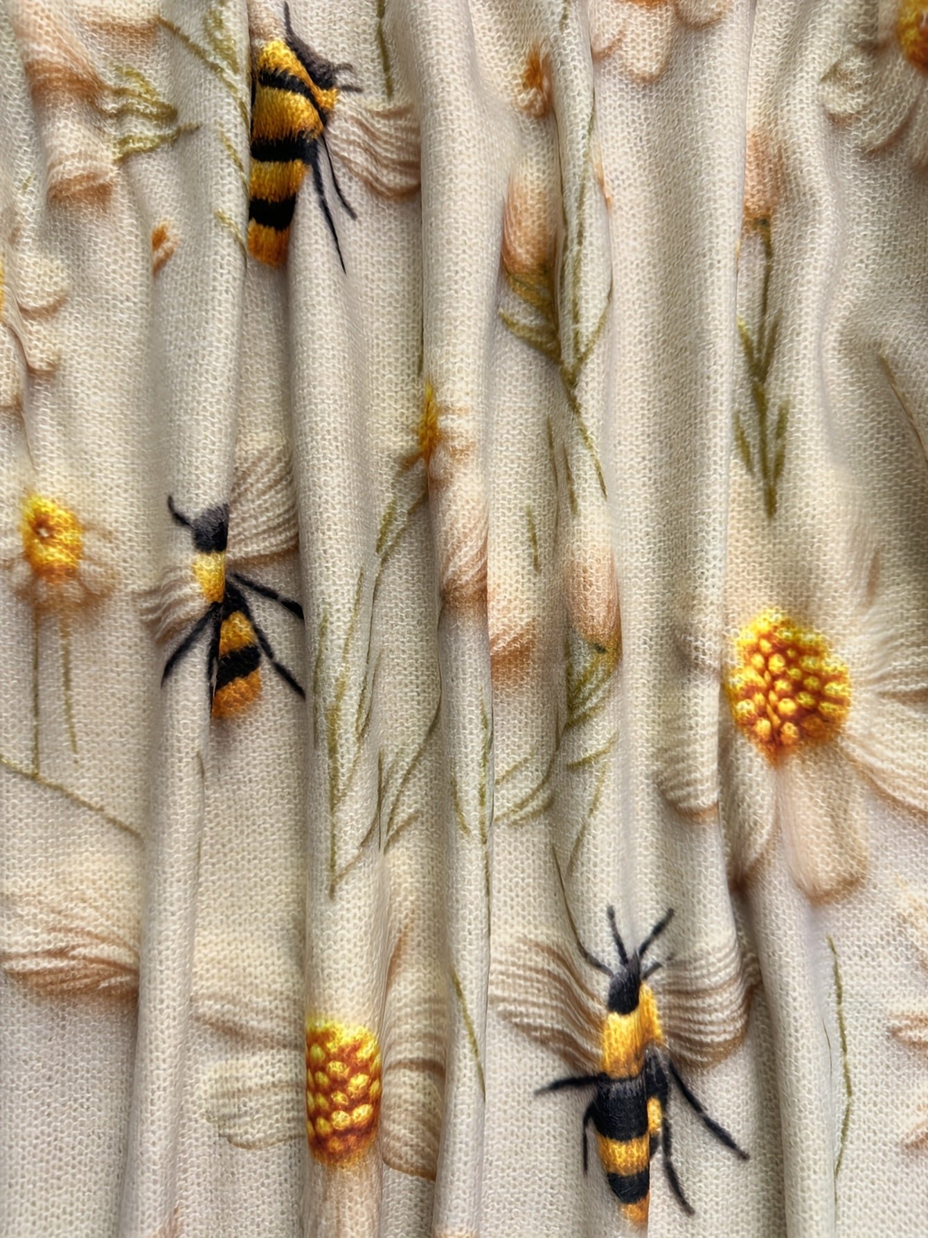 Flower & Bee Pattern Sweater, Versatile Crew Neck Long Sleeve Sweater For Spring & Fall, Women's Clothing