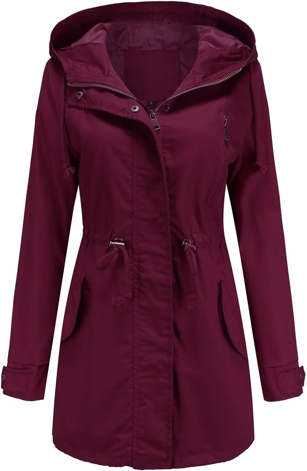 Women's Ligtweight Jackets Anorak Utility Drawstring Waist Hoodie Zip Up Fall Casual Coat with Pockets