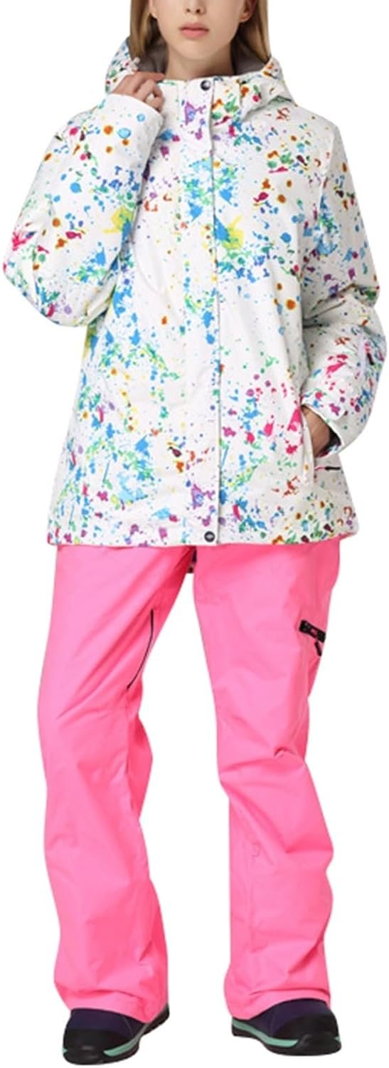 Women's Ski Suit Waterproof Women's Ski Wear Windproof Warm Adult Hardshell Climbing Wear Outdoor Ski Wear Suit