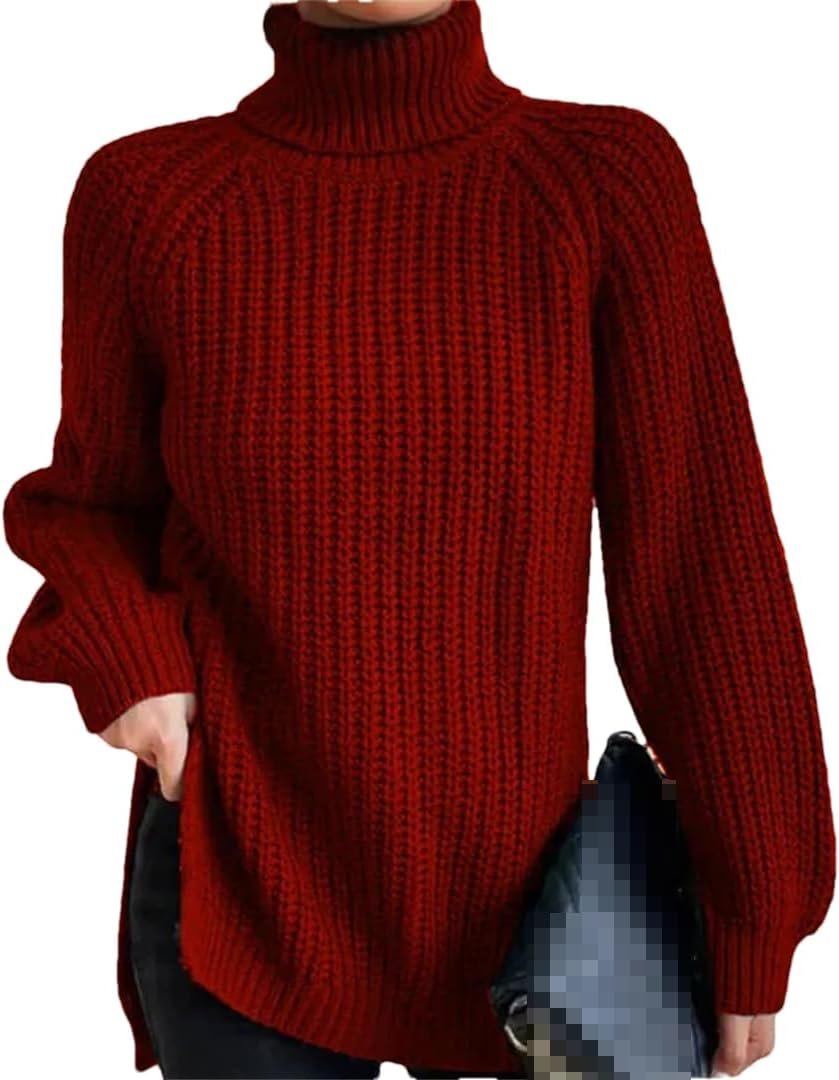 61_57SX75UL._AC_SL1080 Turtleneck Fashion Women Sweater Knitted Slim Top Fashion Leisure Sweaters Ladies Pullovers Knitwear