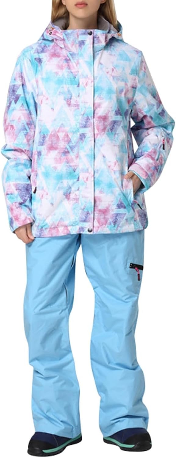 Women's Ski Suit Waterproof Women's Ski Wear Windproof Warm Adult Hardshell Climbing Wear Outdoor Ski Wear Suit