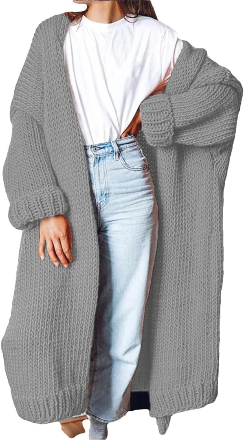 Fashion Women Sweaters Autumn Winter Solid Knitted Cardigan Medium Long Sweater Coat Women Knitwears