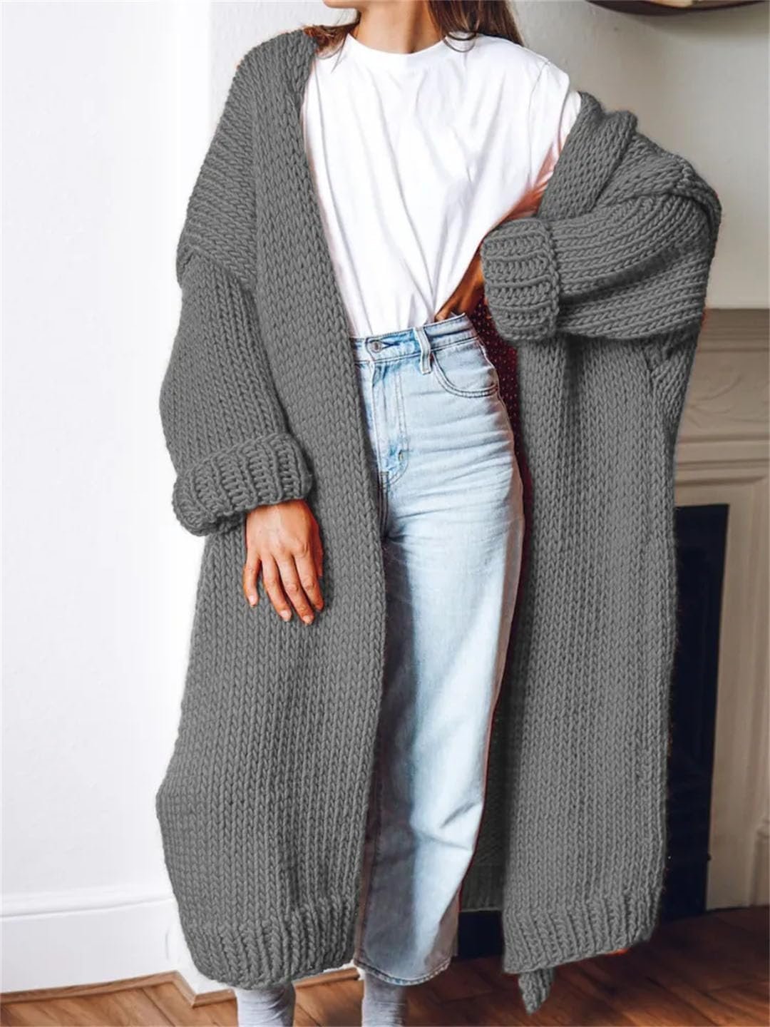 Fashion Women Sweaters Autumn Winter Solid Knitted Cardigan Medium Long Sweater Coat Women Knitwears