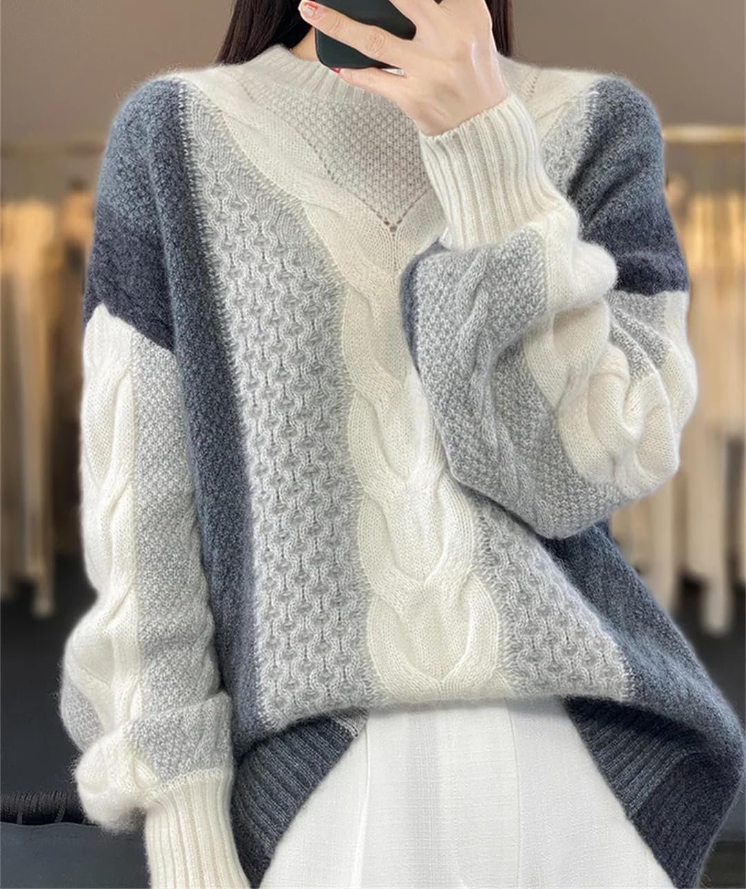 7148cU9V3kL._AC_SL1288 Women Winter Sweater Thick O-Neck Pullover Merino Wool Fashion Female Cashmere Knitwear Tops