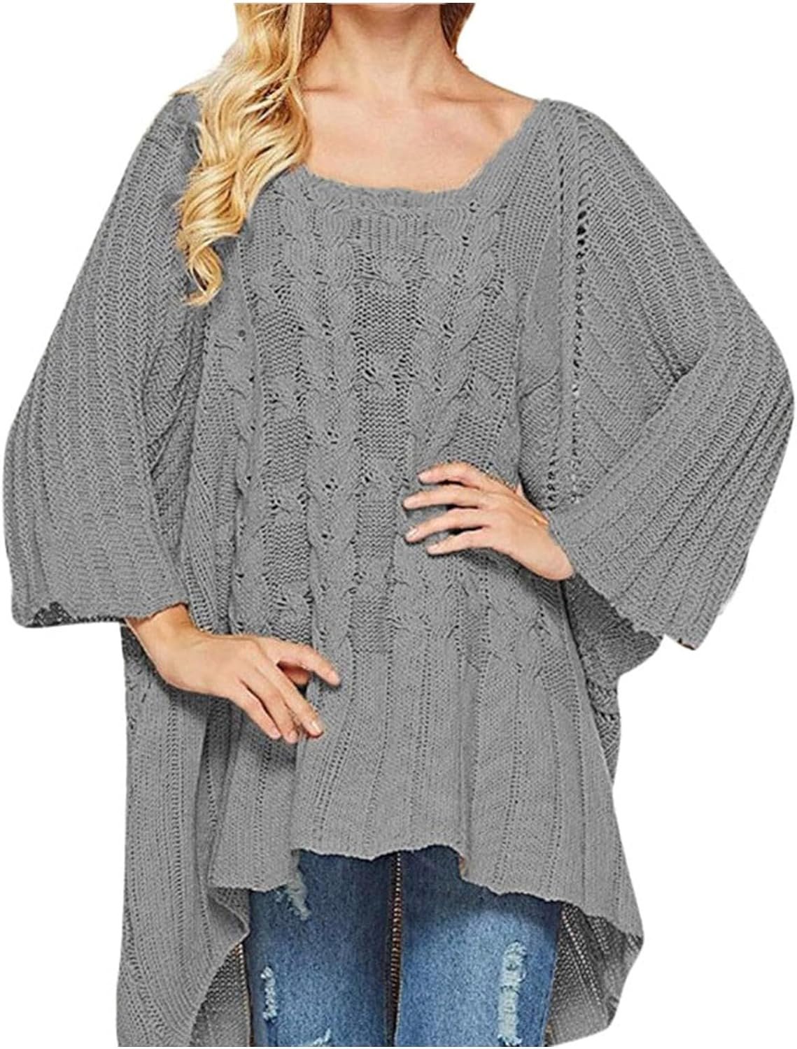 Fall Sweater Women's Knitwear Crewneck Long Sleevel Shawl Cape Sweater 2023 Fashion Pullover Sweater