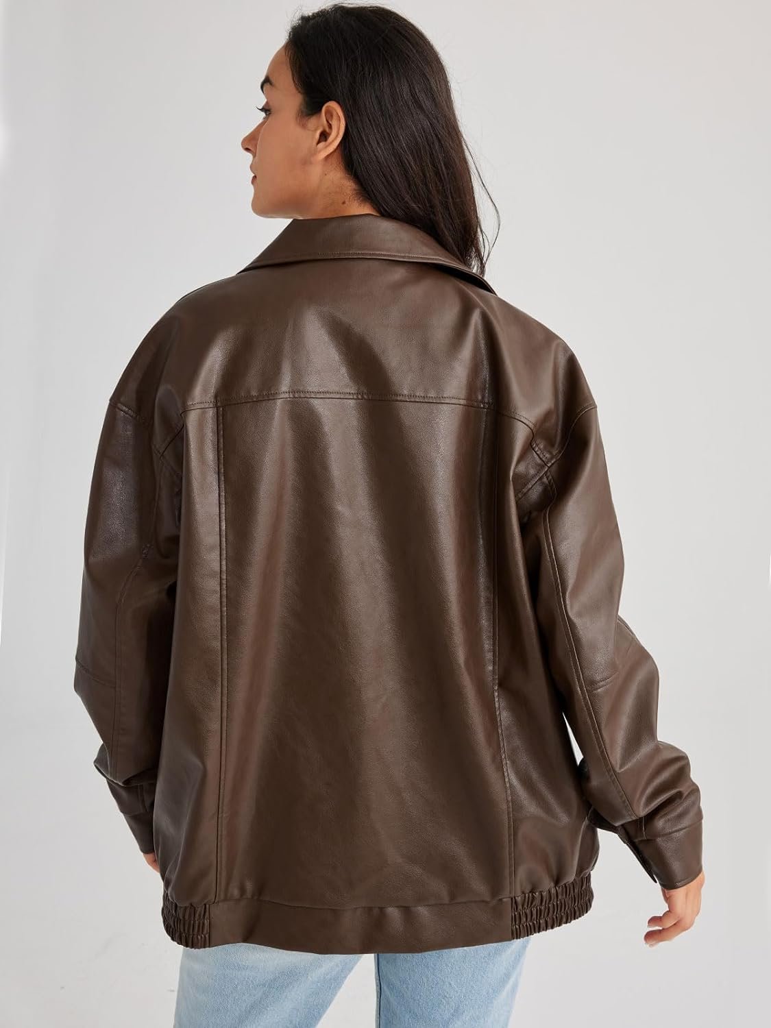 Trendy Queen Women's Leather Jackets Oversized Faux Motorcycle Plus Size Moto Biker Coat Fall Outfits Fashion Clothes 2023