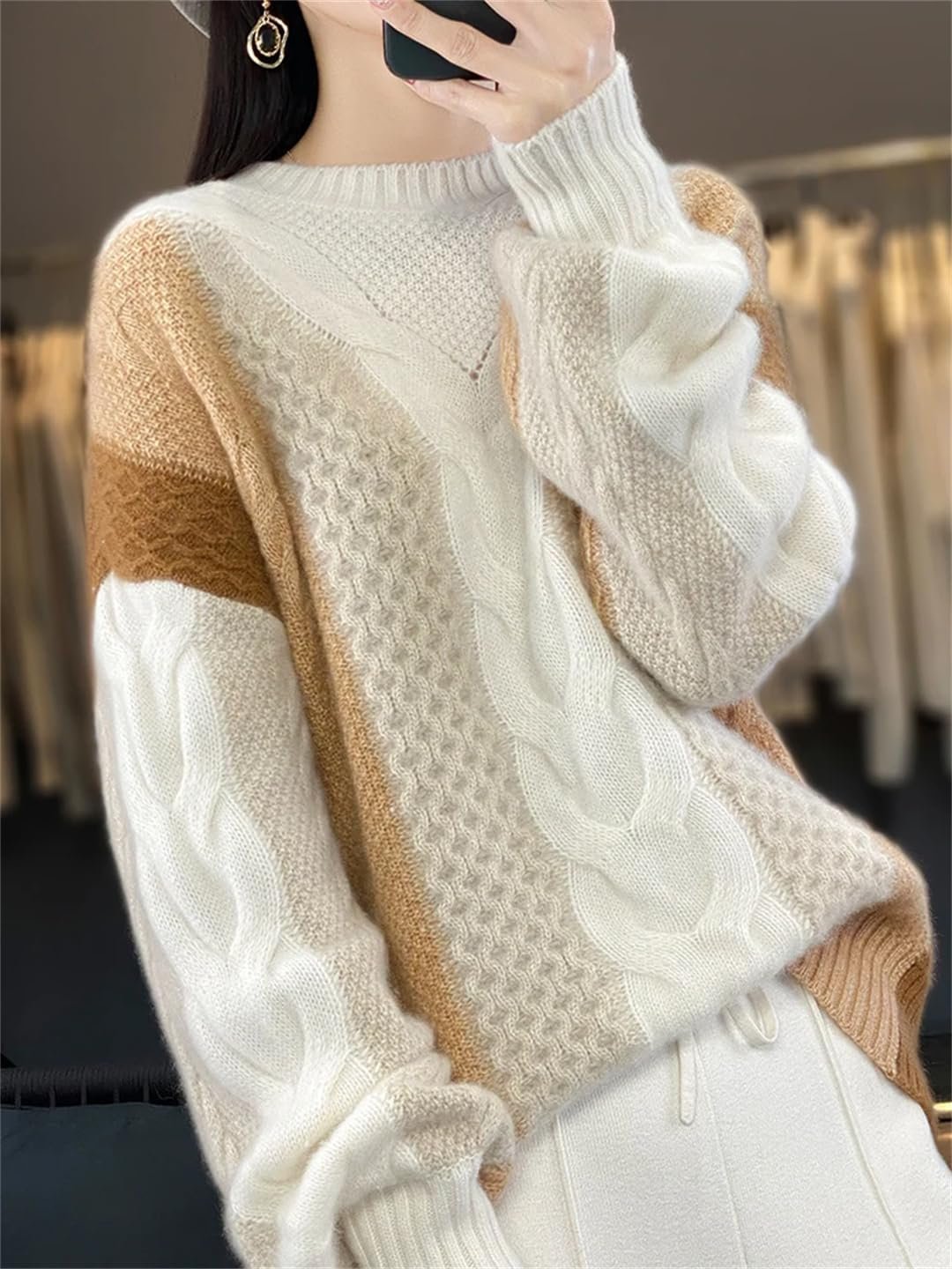 71nTG-xVCYL._AC_SL1440 Women Winter Sweater Thick O-Neck Pullover Merino Wool Fashion Female Cashmere Knitwear Tops