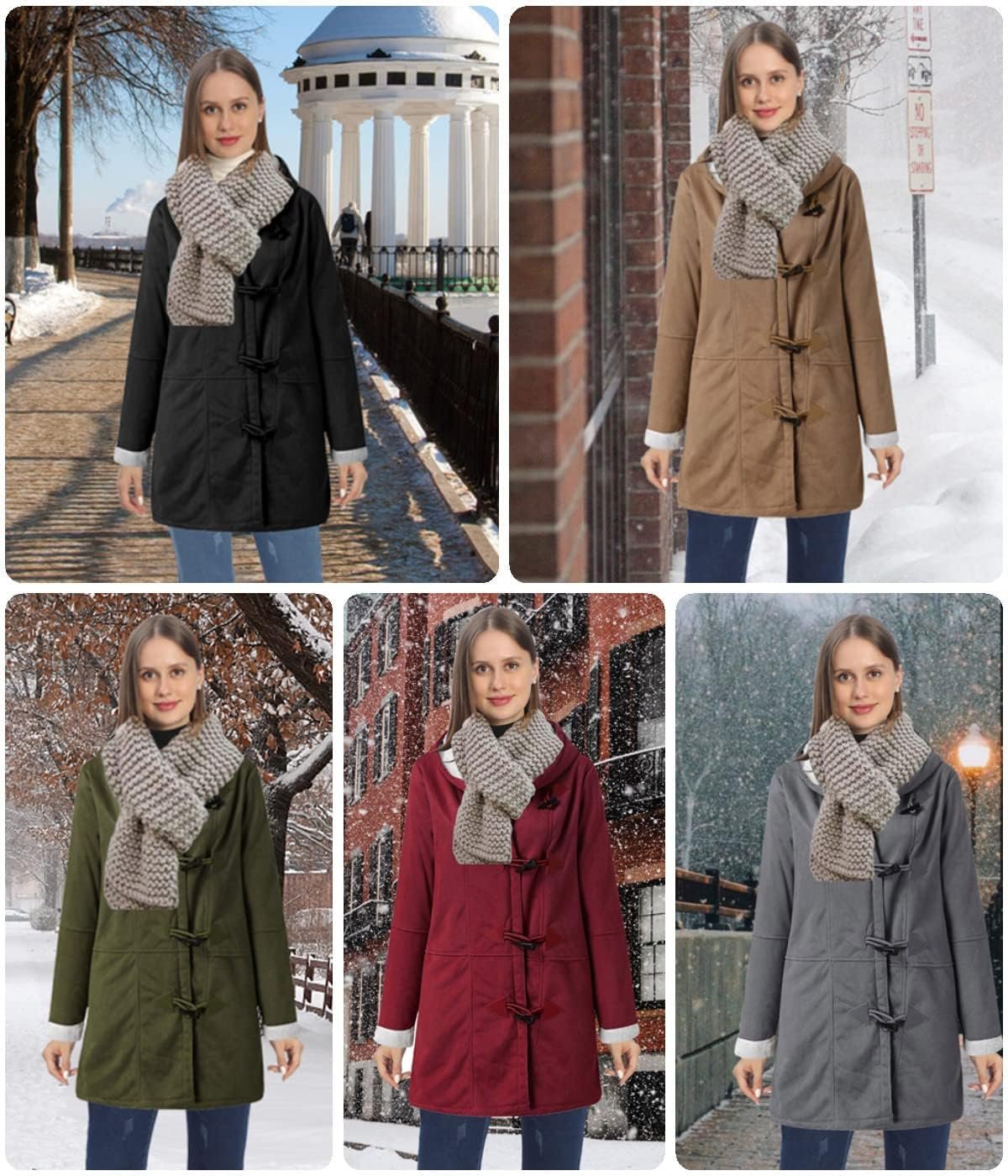 Windproof Sherpa Lined Outerwear for Women Winter, Fashion Fleece Hooded Overcoat with Pockets, Warm and Thicken Parka Jacket