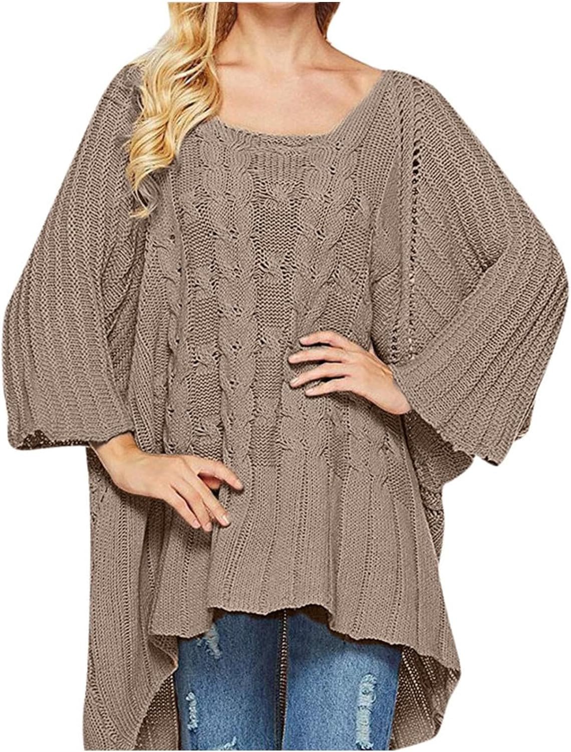 Fall Sweater Women's Knitwear Crewneck Long Sleevel Shawl Cape Sweater 2023 Fashion Pullover Sweater