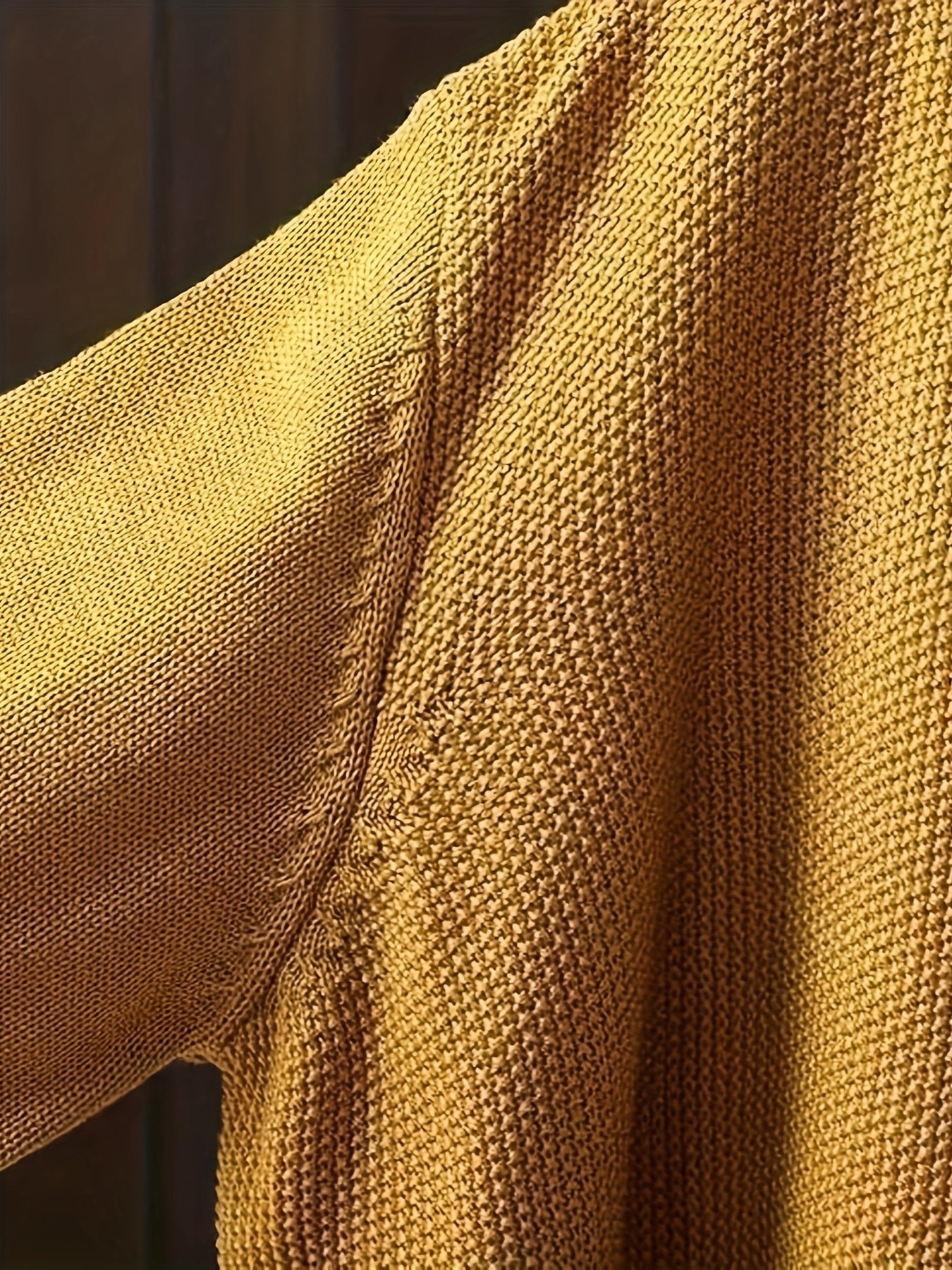 Solid Button Front Knit Cardigan, Casual Long Sleeve Loose Sweater With Pocket, Women's Clothing