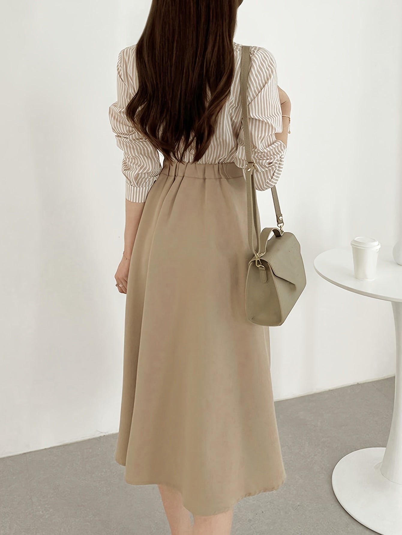 Striped Collared Dress, Casual Short Sleeve Dress For Spring & Summer, Women's Clothing