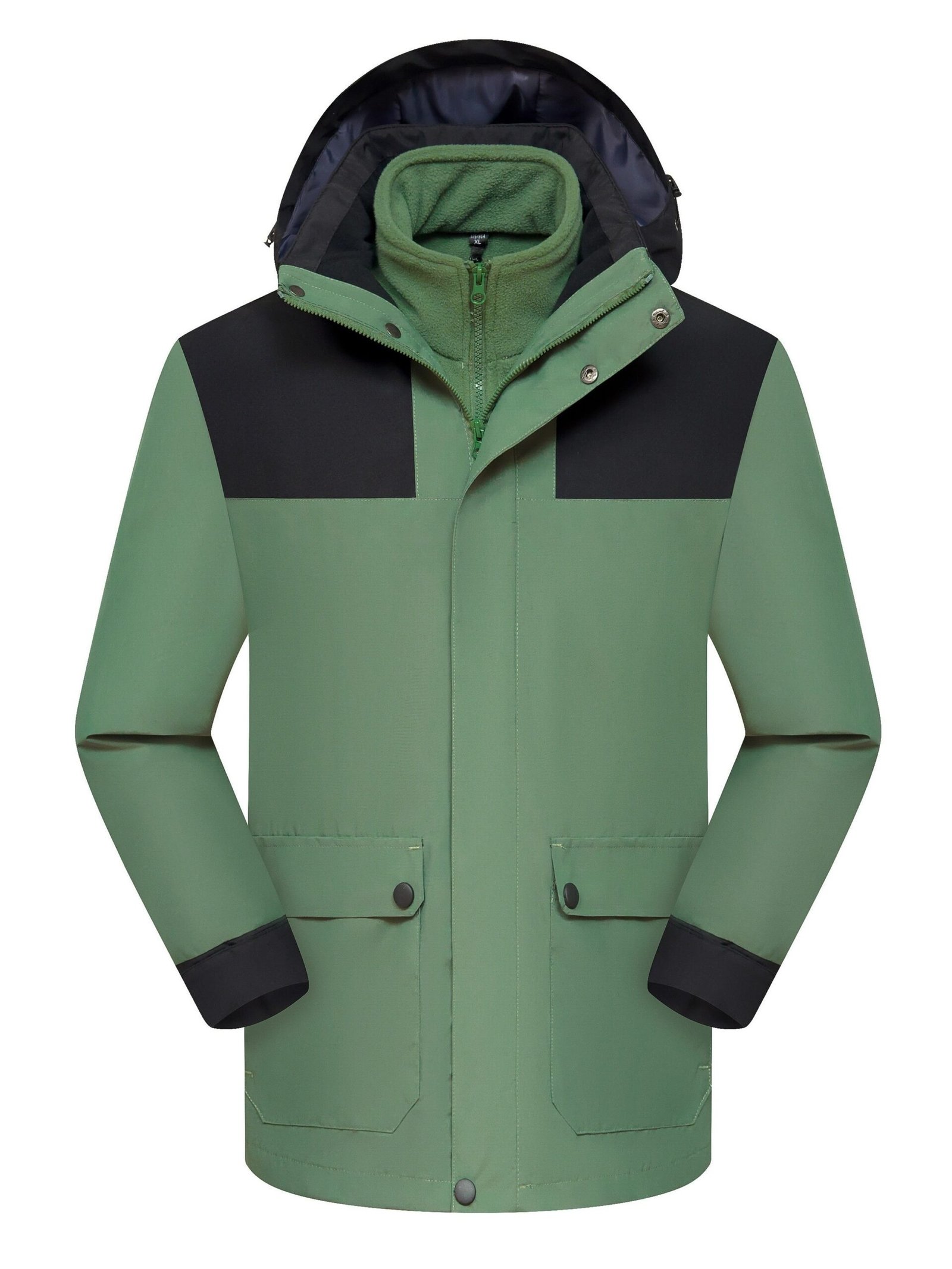 Windproof Waterproof Thermal Detachable Outdoor Jacket, Large Pocket Fall Winter Keep Warm Zip Up Jacket Coat For Hiking Cycling Camping