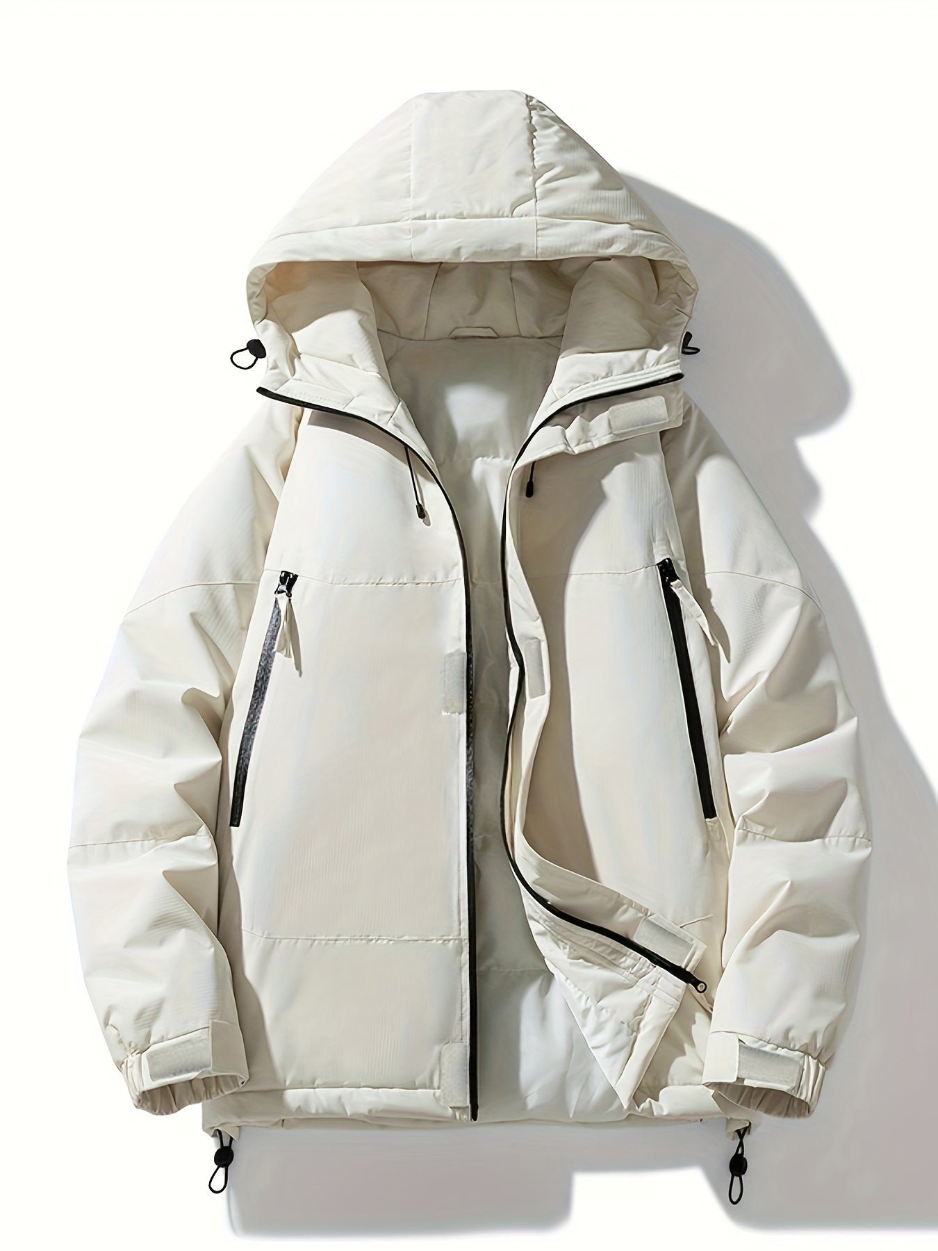 Fashion Zip Up Outdoor Padded Jacket, Warm Windproof Waterproof Hooded Jacket