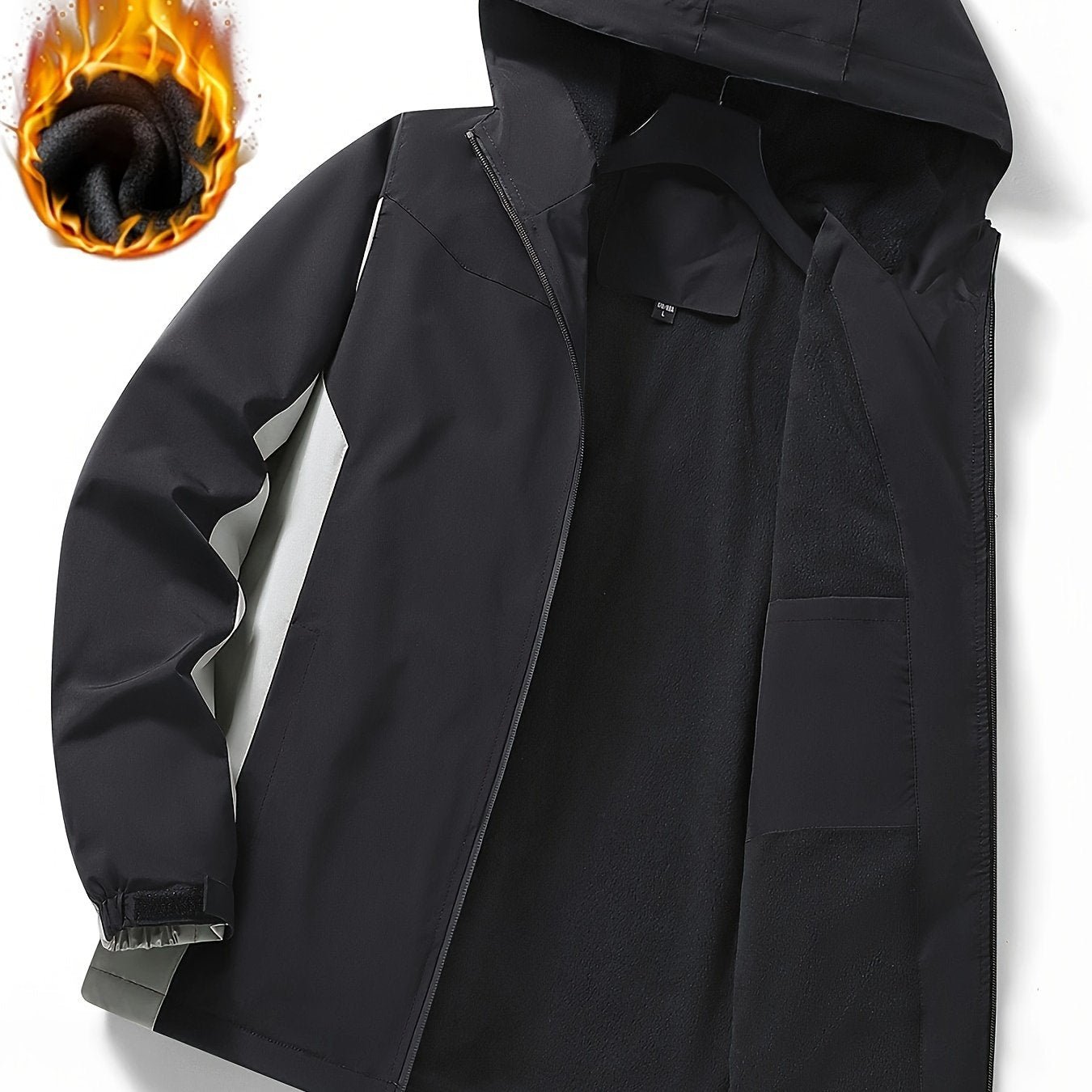 Color Block Hooded Punch Jacket, Casual Waterproof Windproof Jacket, Fleece Warm Hooded Ski Coat, Women's Outdoor Clothing