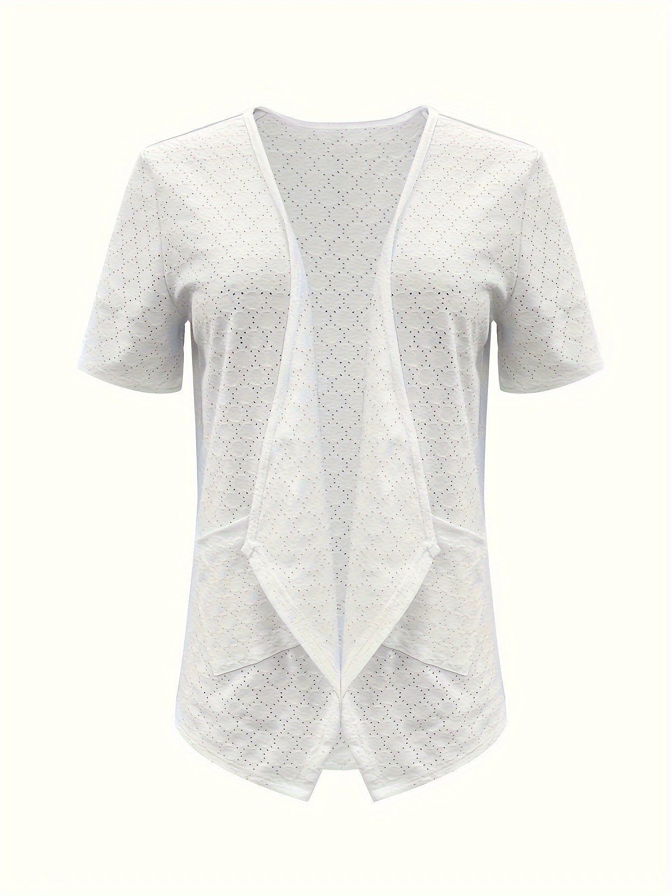 Pockets Open Front Cardigan, Casual Short Sleeve Cardigan For Spring & Summer, Women's Clothing