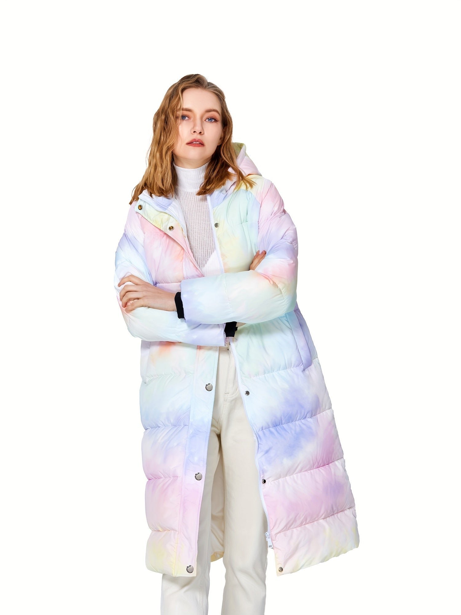 Colorful Print Puffer Jacket For Women, Fashion Warm Winter Down Jacket, Women's Activewear