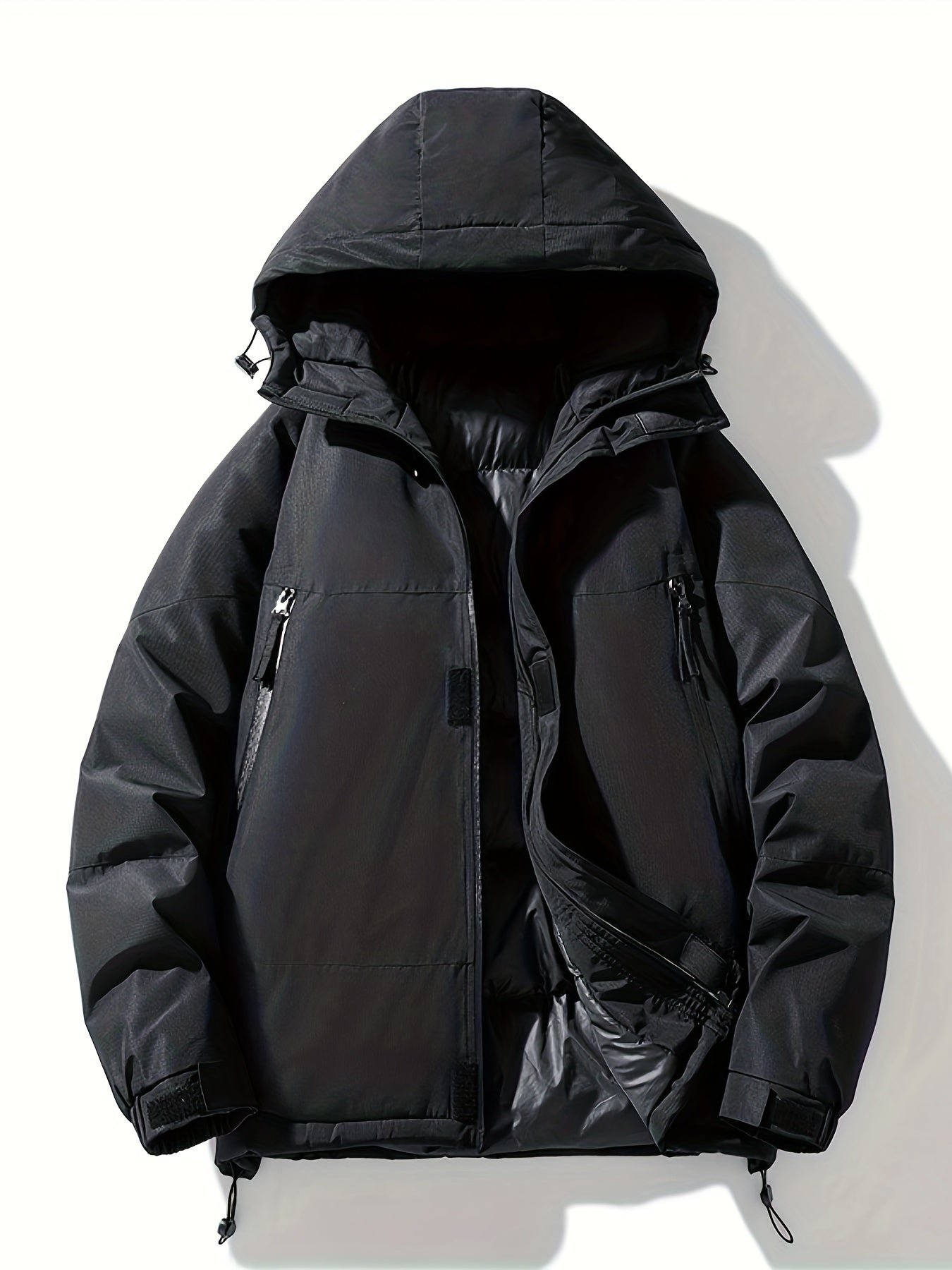 Fashion Zip Up Outdoor Padded Jacket, Warm Windproof Waterproof Hooded Jacket