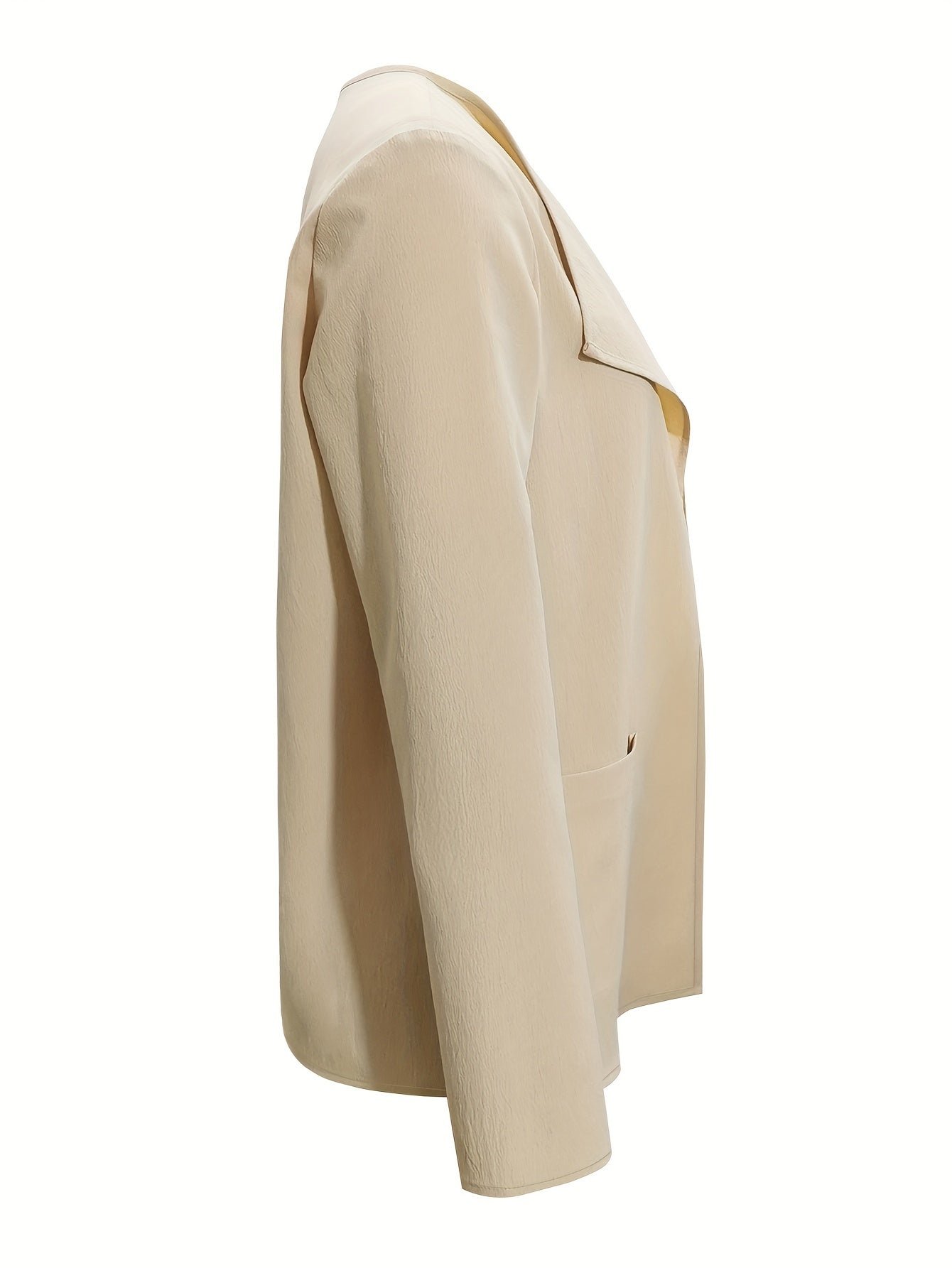 Open Front Simple Jacket, Casual Long Sleeve Outerwear With Pockets, Women's Clothing