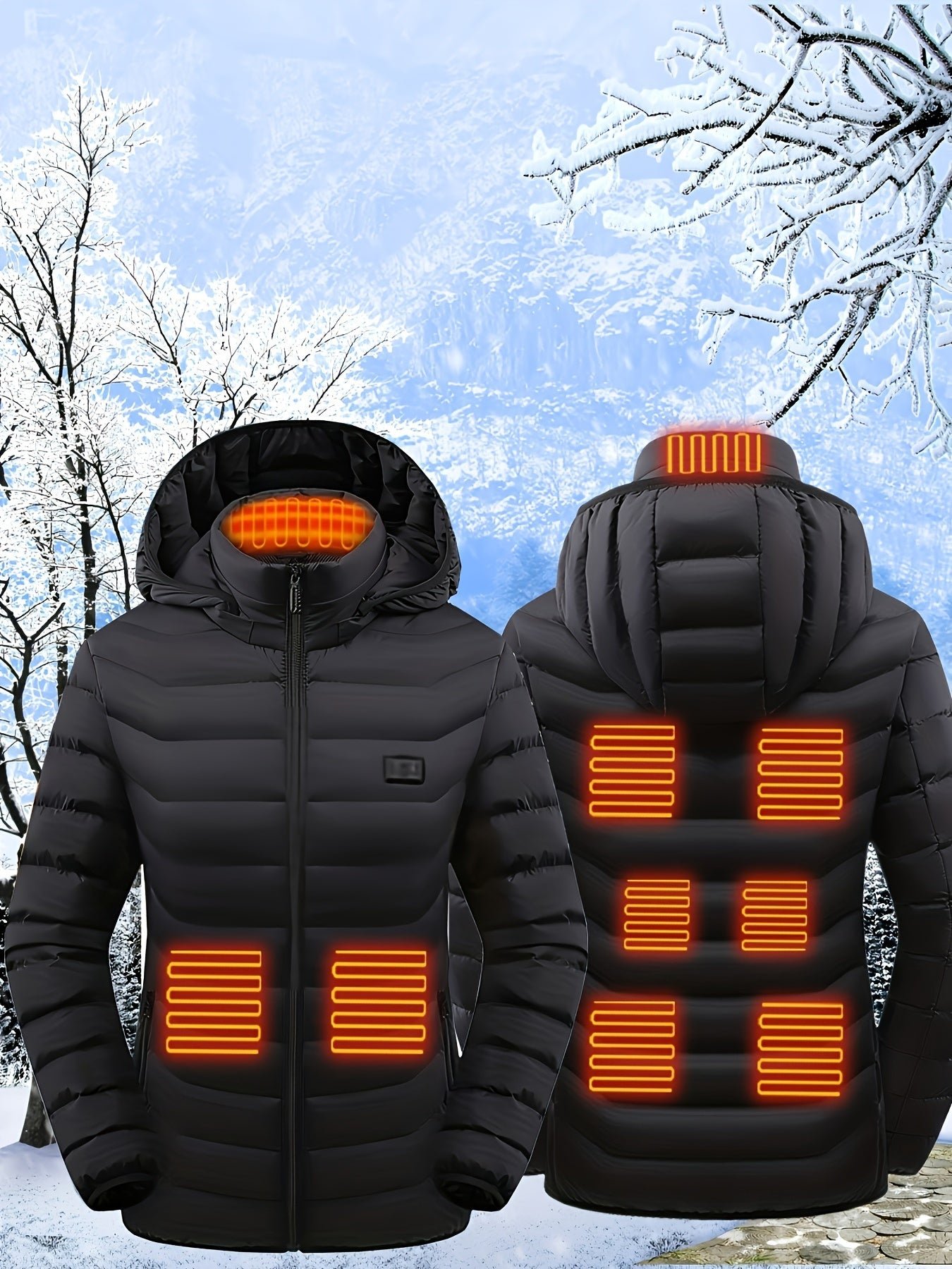 Women's Waterp Resistant Heated Jacket, Long Sleeve Thermal Clothing, USB Electric Heating Coat For Outdoor Camping, Cycling, Fishing, Hiking, Skiing Thermal Wear (Battery Pack Not Included) For Fall & Winter