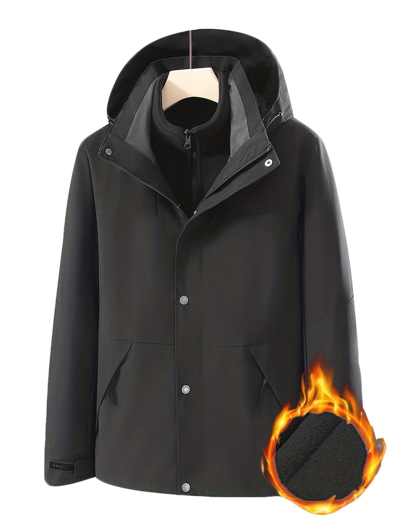 3-in-1 Color Block Warm Punch Jacket, Casual Waterproof Windproof Jacket, Removable Liner Hooded Ski Coat, Women's Outdoor Clothing