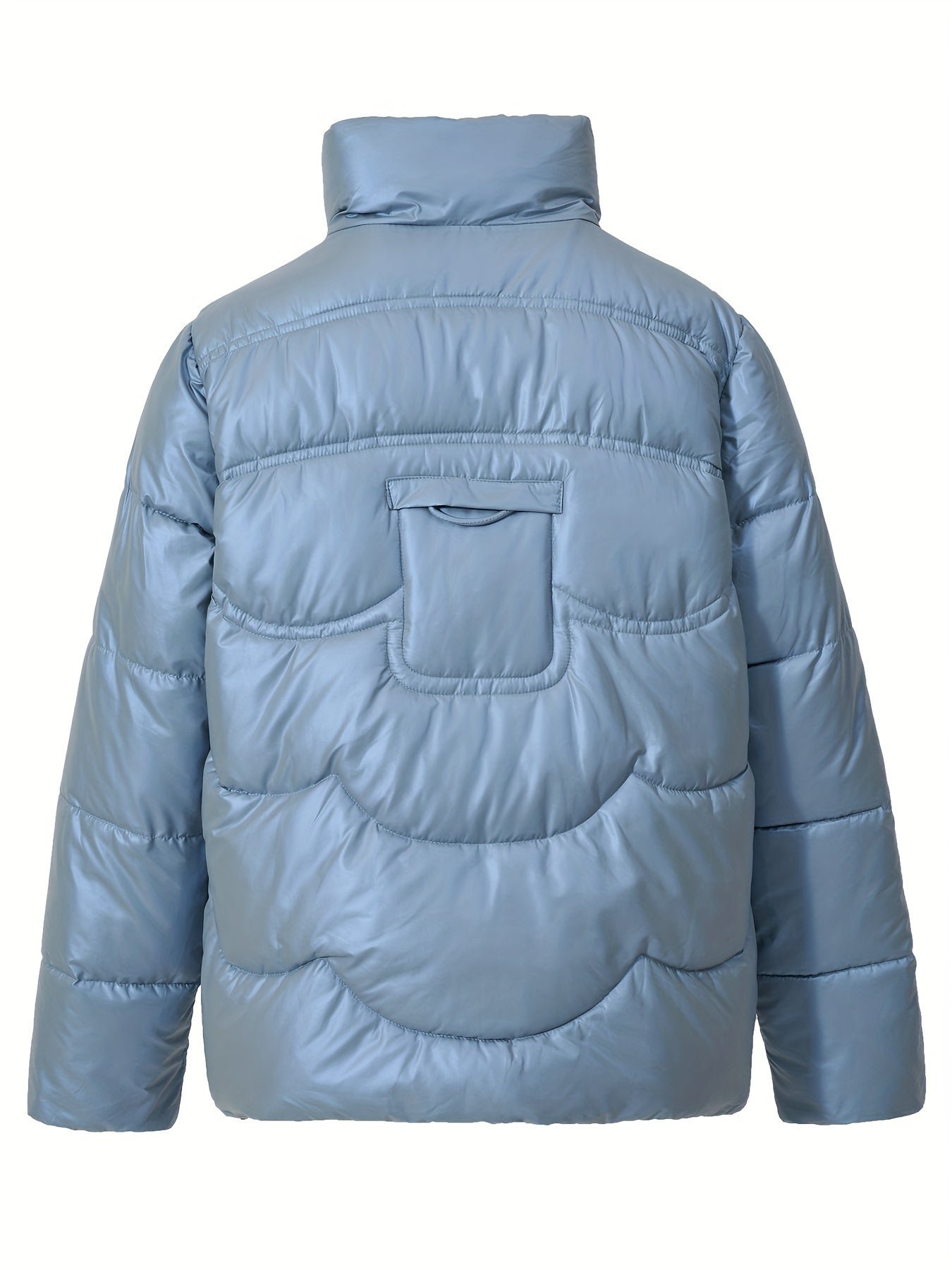 Solid Color Fashionable Puffer Jacket For Women, Thickened Warm Stand Collar Coat For Winter Outdoor, Women's Clothing