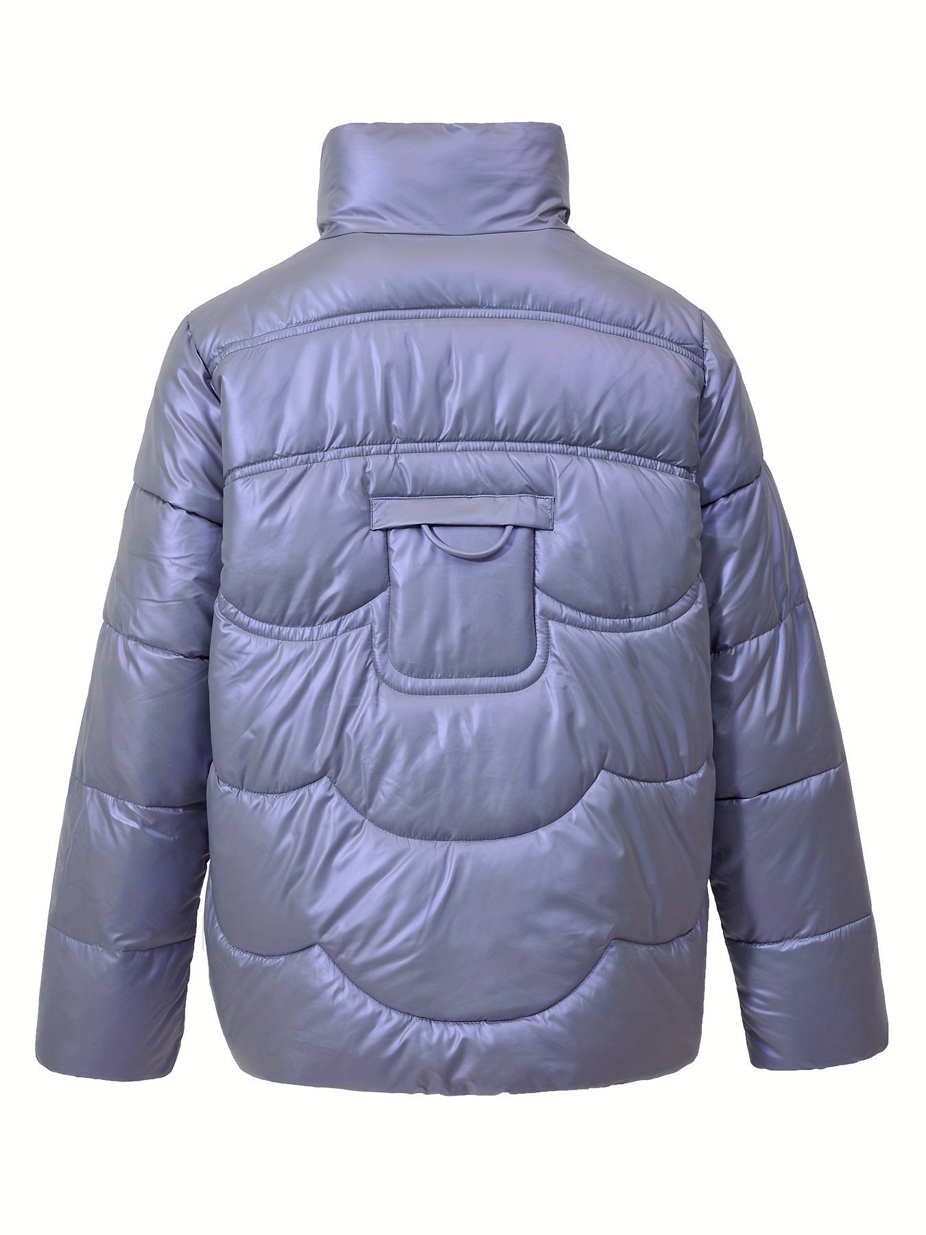 Solid Color Fashionable Puffer Jacket For Women, Thickened Warm Stand Collar Coat For Winter Outdoor, Women's Clothing