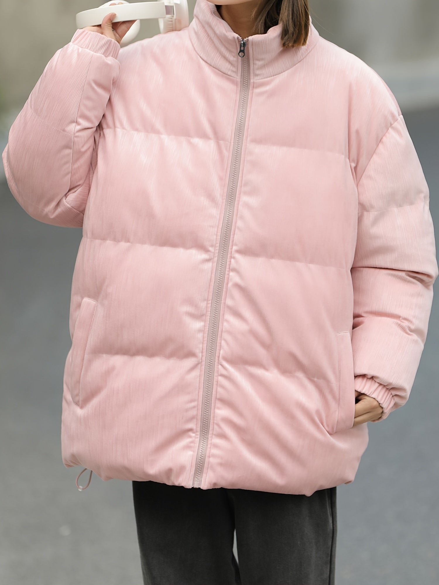Women's Casual Versatile Warm Stand Collar Puffer Jacket, Winter Sports Outdoor Coat, Women's Clothing