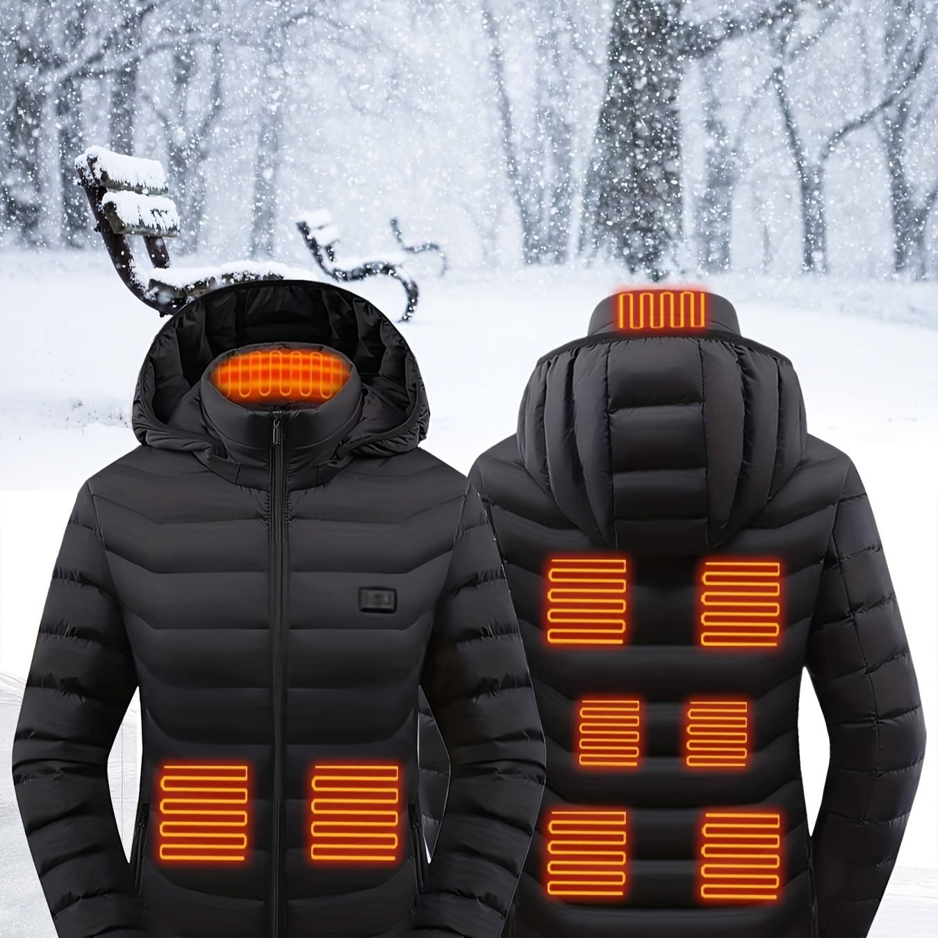 Women's Waterp Resistant Heated Jacket, Long Sleeve Thermal Clothing, USB Electric Heating Coat For Outdoor Camping, Cycling, Fishing, Hiking, Skiing Thermal Wear (Battery Pack Not Included) For Fall & Winter