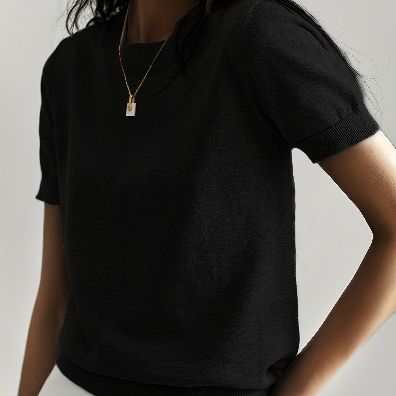 Valentine's Day Crew Neck Sweater, Casual Short Sleeve Sweater For Spring & Summer, Women's Clothing